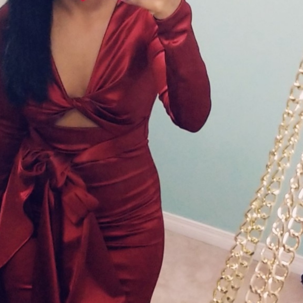 Red ribbon dress